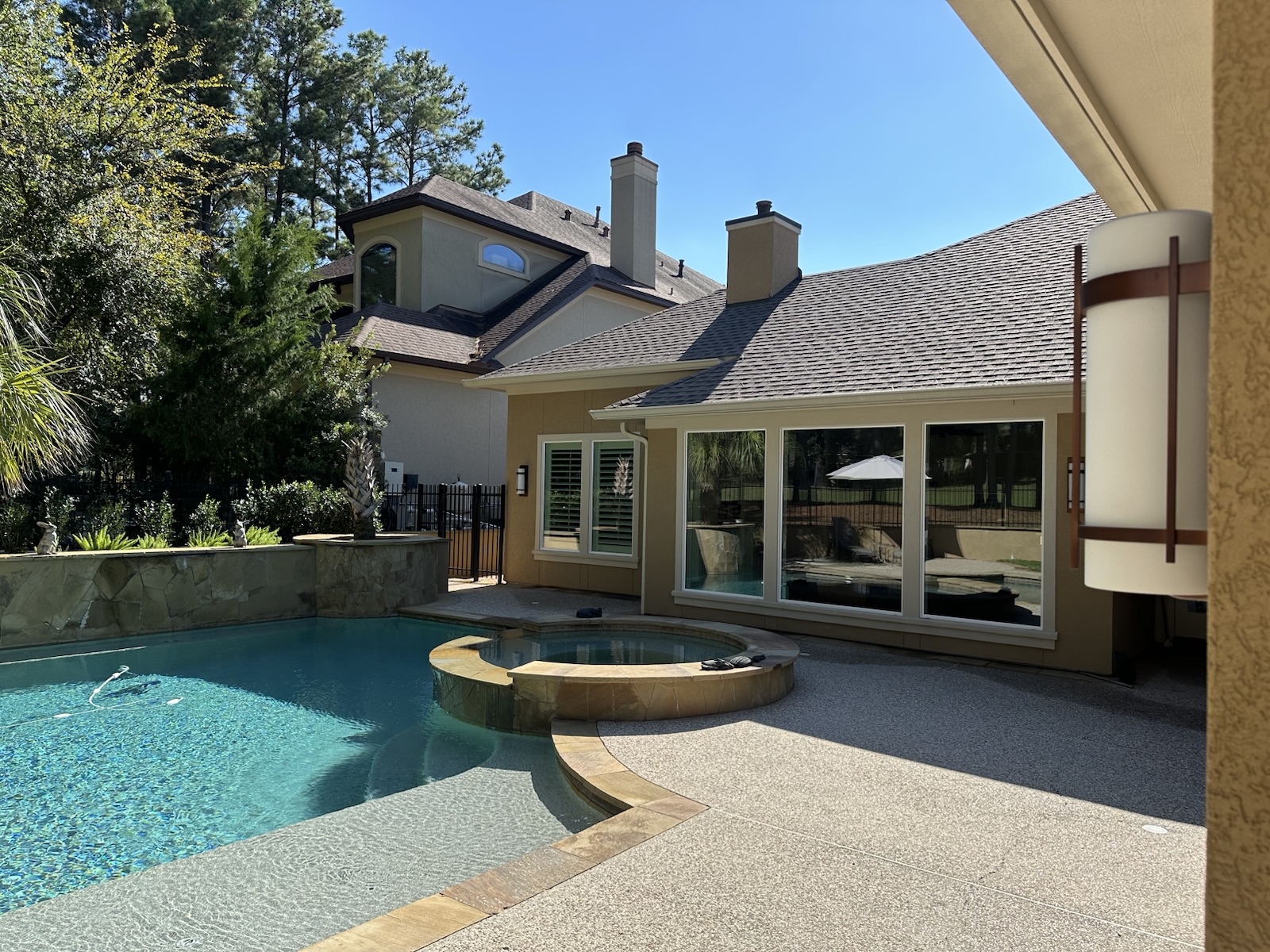Poolside windows and patio glass