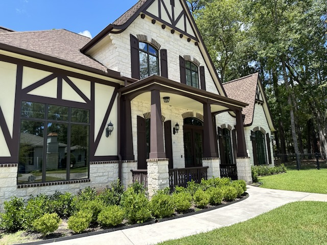 Windows and exterior of a Tudor-style home